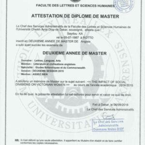 buy Transcript Certificate from the Université Cheikh Anta Diop