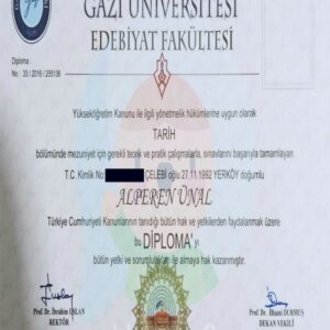 Buy Transcript Certificate from the  Gazi Üniversitesi