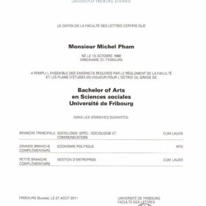 Buy Transcript Certificate from the Université de Fribourg