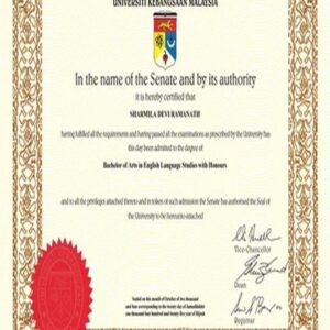 Buy Professorship Degree from The Universiti Kebangsaan Malaysia