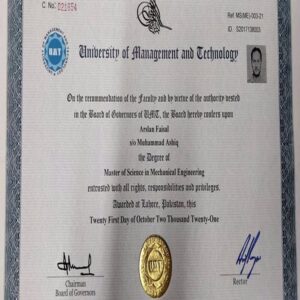 Buy Transcript Certificate from the University of Management and Technology