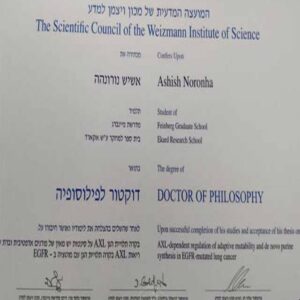 Buy Transcript Certificate degree from the Weizmann Institute of Science