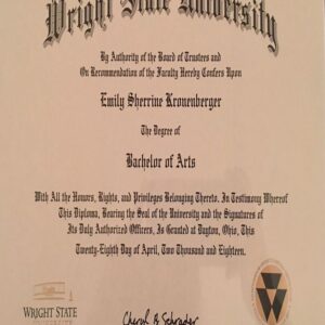 Buy  Transcript Certificate degree from The Wright State University