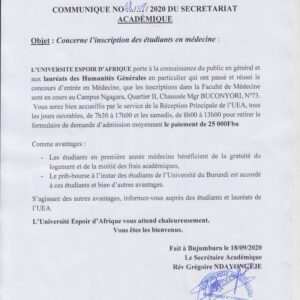 Buy Transcript Certificate  from Université Espoir d'Afrique