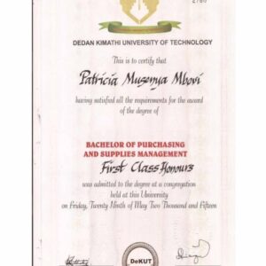 Buy Professorship Honorary Degree from The Dedan Kimathi University of Technology