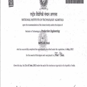 Buy Diplom degree from The National Institute of Technology, Agartala