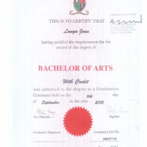 Buy  Transcript Certificate degree from the University of Zambia
